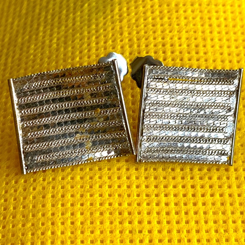 Sterling silver “chain” made post earrings